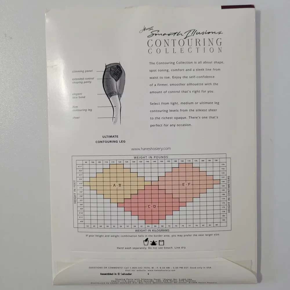 Vtg 1998 Hanes Smooth Illusions Ultimate Contouring Leg Pantyhose sz CD Natural